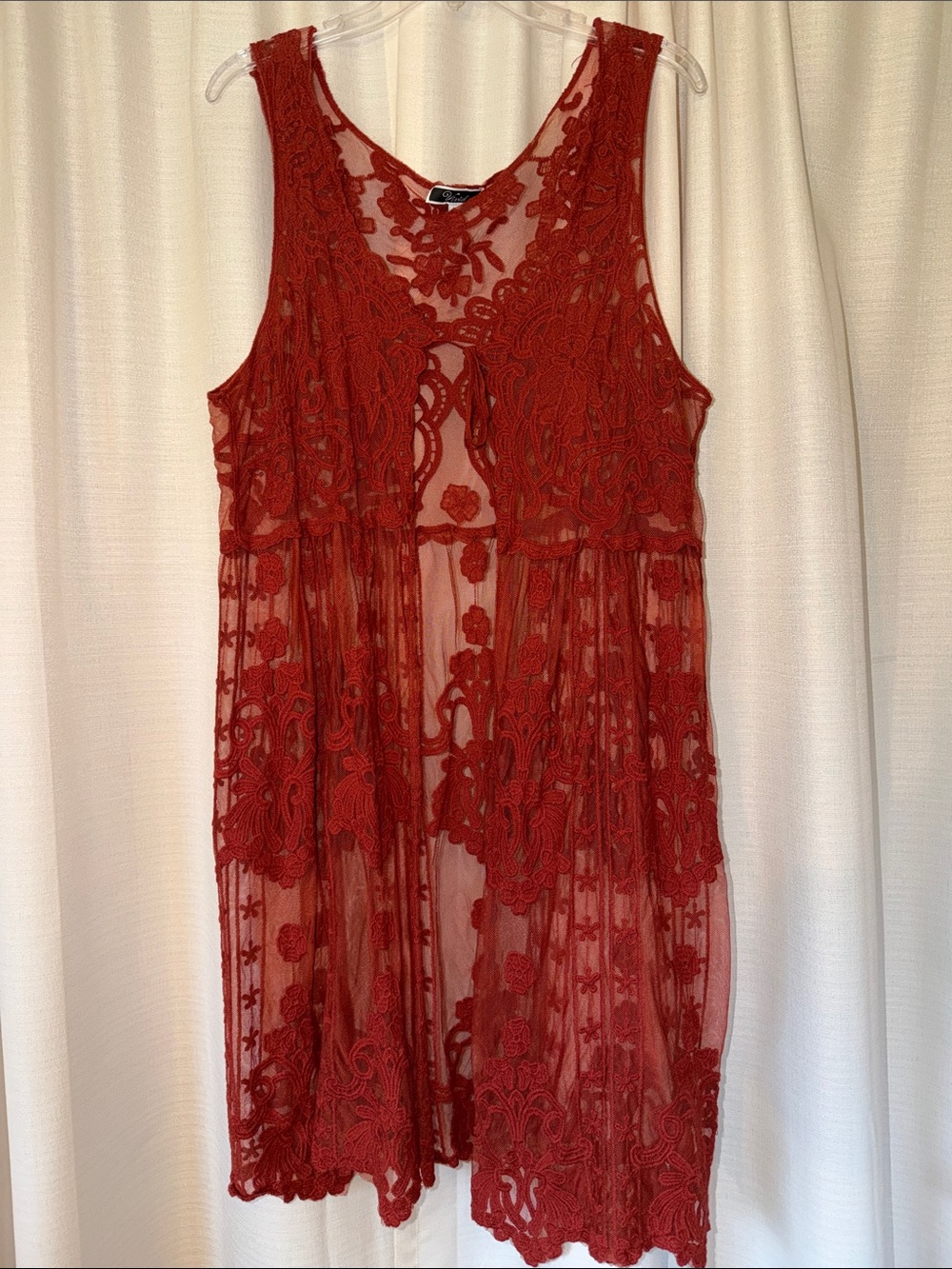 ViViD Rust Colored Lace Overlay Top